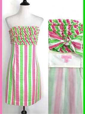 Lilly Pulitzer Franco Cotton Strapless Mini Dress Summer Vacation Sz 8